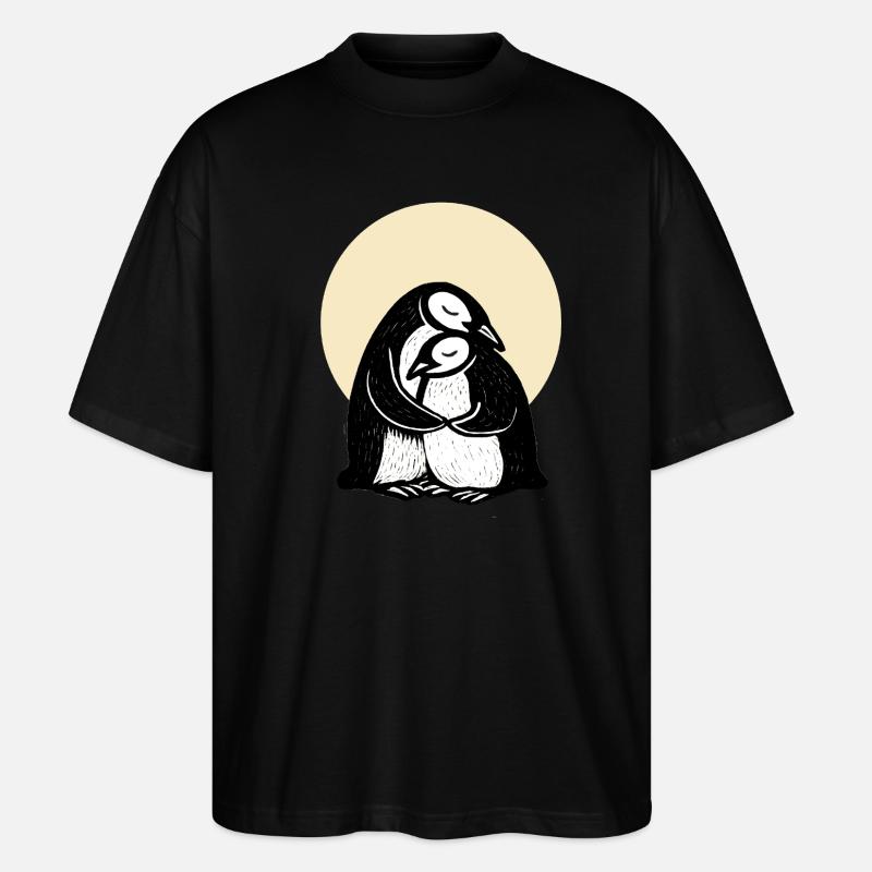 Umarmte Pinguine Duo - Stanley/Stella Oversized Unisex Bio T-Shirt Blaster 2.0 - Schwarz