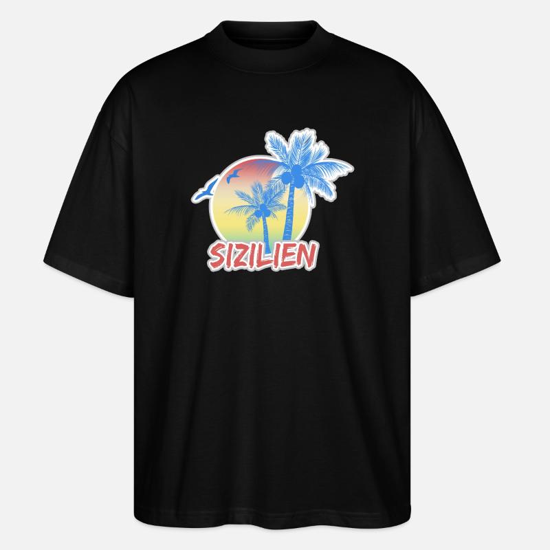 La Sicile comme vacances - T-shirt bio Blaster 2.0 coupe oversize Stanley/Stella Unisexe - noir