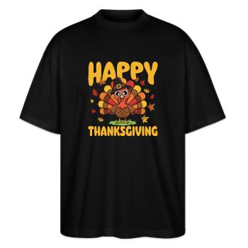 Happy Thanksgiving Autumn Harvest Blend - Stanley/Stella Oversized Unisex Organic T-shirt Blaster 2.0 - black - Front - Alina (178cm) & Michal (187cm)