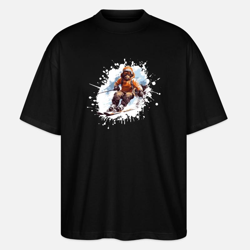 Monkey Ski Skiing - Stanley/Stella Oversized Unisex Organic T-shirt Blaster 2.0 - black
