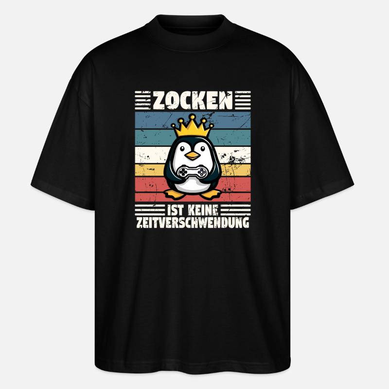 Penguins don't waste time, they gamble - Stanley/Stella Oversized Unisex Organic T-shirt Blaster 2.0 - black