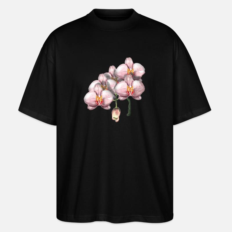 Rosa Orchideenblüten Illustration - Stanley/Stella Oversized Unisex Bio T-Shirt Blaster 2.0 - Schwarz