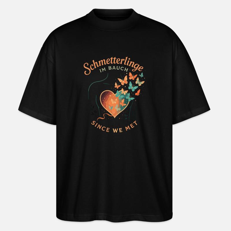 Schmetterlinge im Bauch Love Design - Stanley/Stella Oversized Unisex Bio T-Shirt Blaster 2.0 - Schwarz