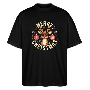 Joyeux Noël - T-shirt bio Blaster 2.0 coupe oversize Stanley/Stella Unisexe - noir - Devant - Alina (178cm) & Michal (187cm)