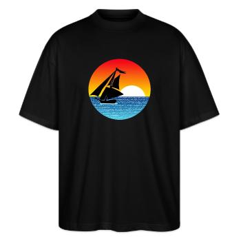 Voilier au coucher du soleil - T-shirt bio Blaster 2.0 coupe oversize Stanley/Stella Unisexe - noir - Devant - Alina (178cm) & Michal (187cm)
