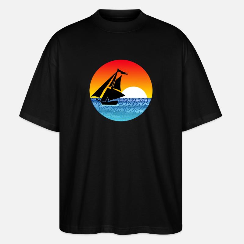 Voilier au coucher du soleil - T-shirt bio Blaster 2.0 coupe oversize Stanley/Stella Unisexe - noir