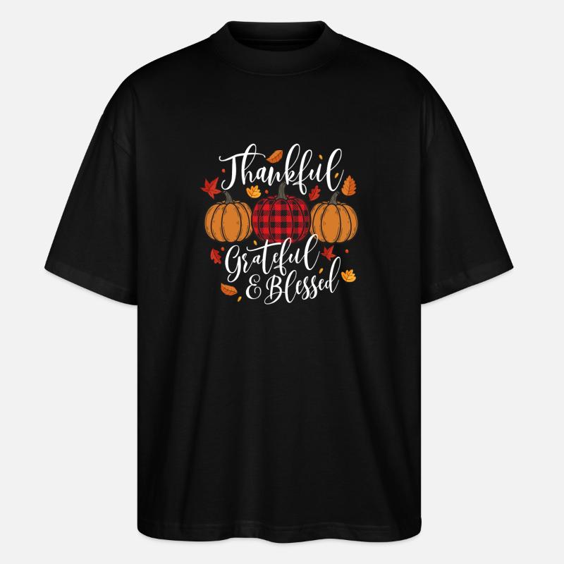 Dankbar Dankbar Thanksgiving Herbst - Stanley/Stella Oversized Unisex Bio T-Shirt Blaster 2.0 - Schwarz
