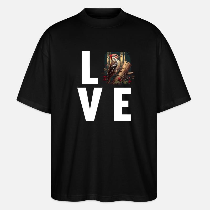 Spechte Specht - Stanley/Stella Oversized Unisex Bio T-Shirt Blaster 2.0 - Schwarz