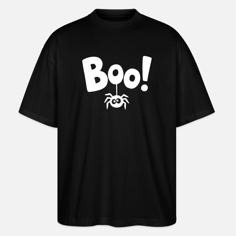 BOO! Lustiges Spinnen-Statement Spruch - Stanley/Stella Oversized Unisex Bio T-Shirt Blaster 2.0 - Schwarz