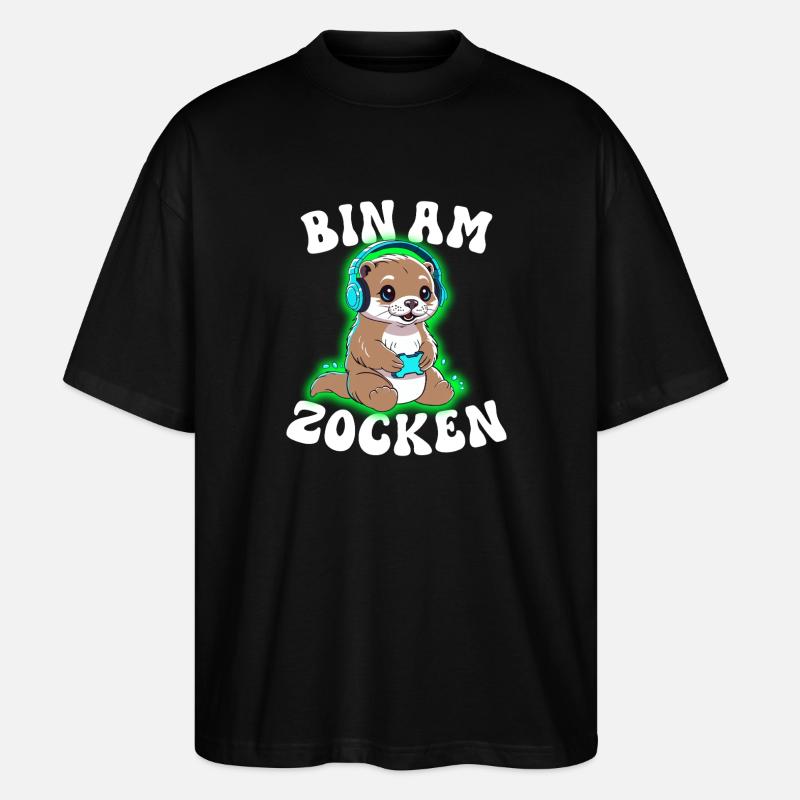 Bin am Zocken Otter - Stanley/Stella Oversized Unisex Bio T-Shirt Blaster 2.0 - Schwarz