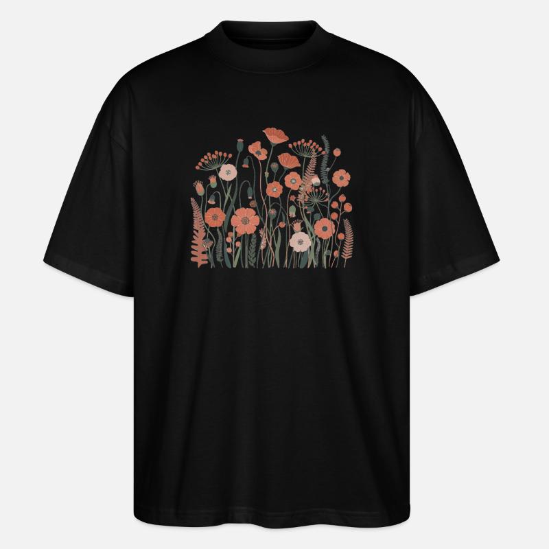 Boho Wildblumen – Blühende Harmonie - Stanley/Stella Oversized Unisex Bio T-Shirt Blaster 2.0 - Schwarz