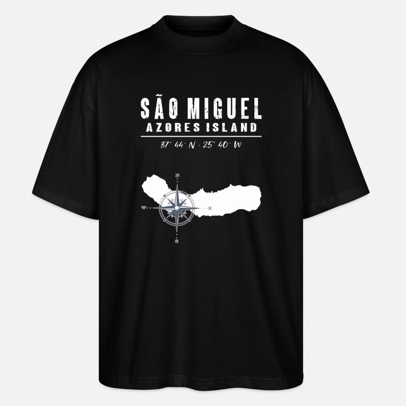 São Miguel Azoren Kompass Retro - Stanley/Stella Oversized Unisex Bio T-Shirt Blaster 2.0 - Schwarz