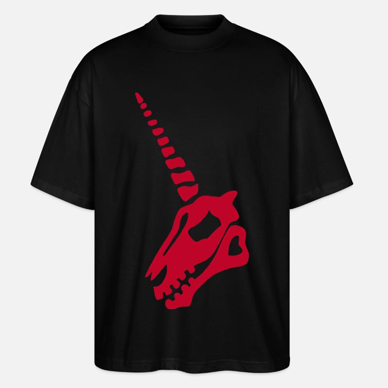 Roter Einhorn-Schädel - Stanley/Stella Oversized Unisex Bio T-Shirt Blaster 2.0 - Schwarz
