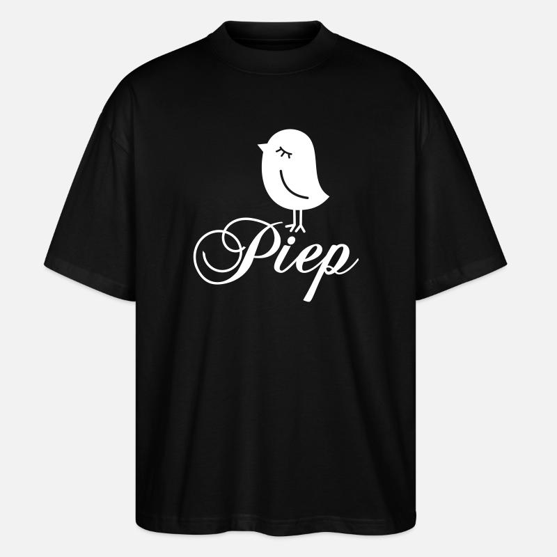 Spatz Piep – Piepmatz Vogel Cartoon Motiv - Stanley/Stella Oversized Unisex Bio T-Shirt Blaster 2.0 - Schwarz