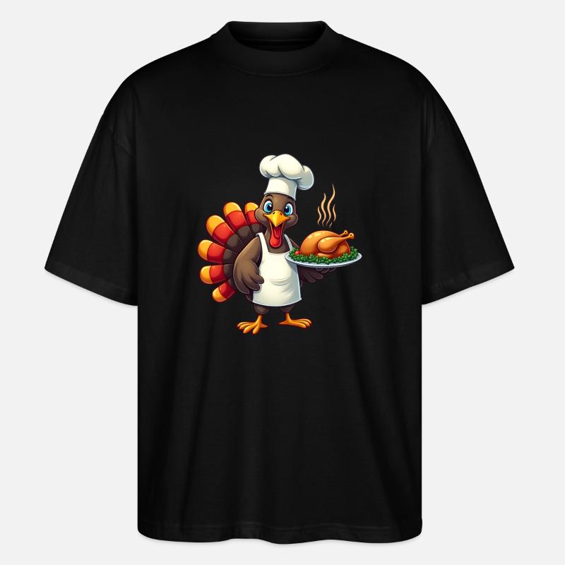 Cuisinier de dinde de Thanksgiving Thanksgiving - T-shirt bio Blaster 2.0 coupe oversize Stanley/Stella Unisexe - noir