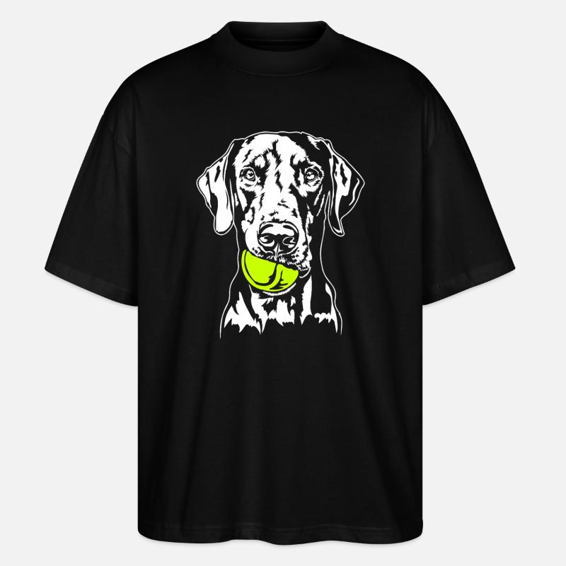 Dobermann Ball Balljunkie Hunde Wilsigns - Stanley/Stella Oversized Unisex Bio T-Shirt Blaster 2.0 - Schwarz