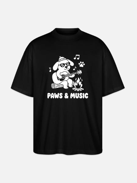 Paw music at the campfire - Stanley/Stella Oversized Unisex Organic T-shirt Blaster 2.0 - black