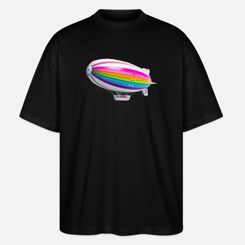 Regenbogen Zeppelin Druck - Stanley/Stella Oversized Unisex Bio T-Shirt Blaster 2.0 - Schwarz