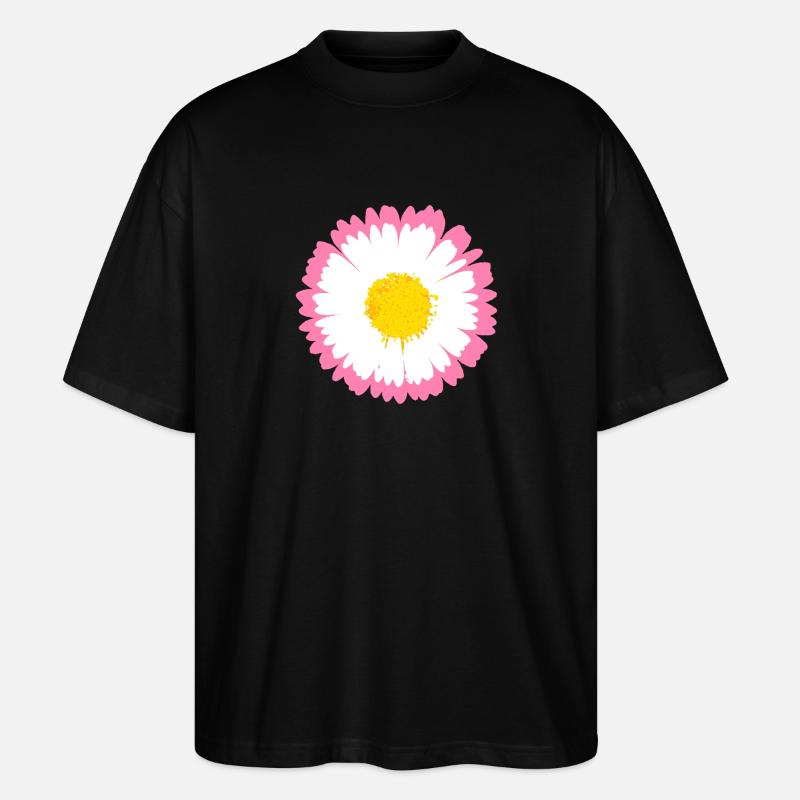 Rosa Gänseblümchen-Kante - Stanley/Stella Oversized Unisex Bio T-Shirt Blaster 2.0 - Schwarz
