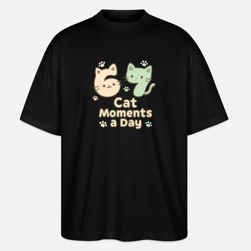 67 Cat Moments A Day Six Seven - Stanley/Stella Oversized Unisex Bio T-Shirt Blaster 2.0 - Schwarz