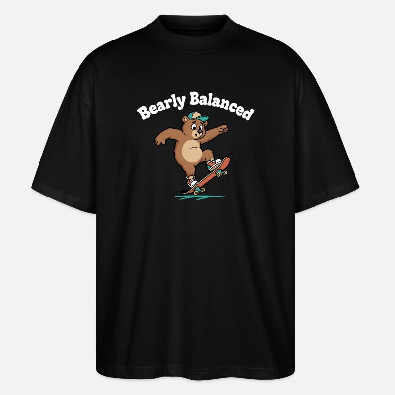 Ours sur planche à roulettes - T-shirt bio Blaster 2.0 coupe oversize Stanley/Stella Unisexe - noir