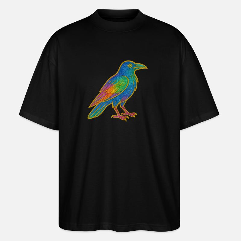 Rainbow Raven Patch Design - Stanley/Stella Oversized Unisex Organic T-shirt Blaster 2.0 - black