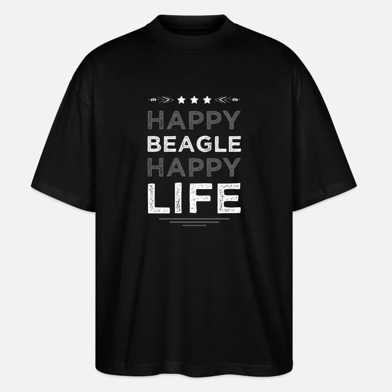 Chien Beagle Vie heureuse - T-shirt bio Blaster 2.0 coupe oversize Stanley/Stella Unisexe - noir