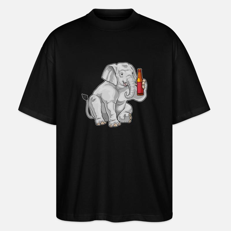 Elefant Flasche Bier - Stanley/Stella Oversized Unisex Bio T-Shirt Blaster 2.0 - Schwarz
