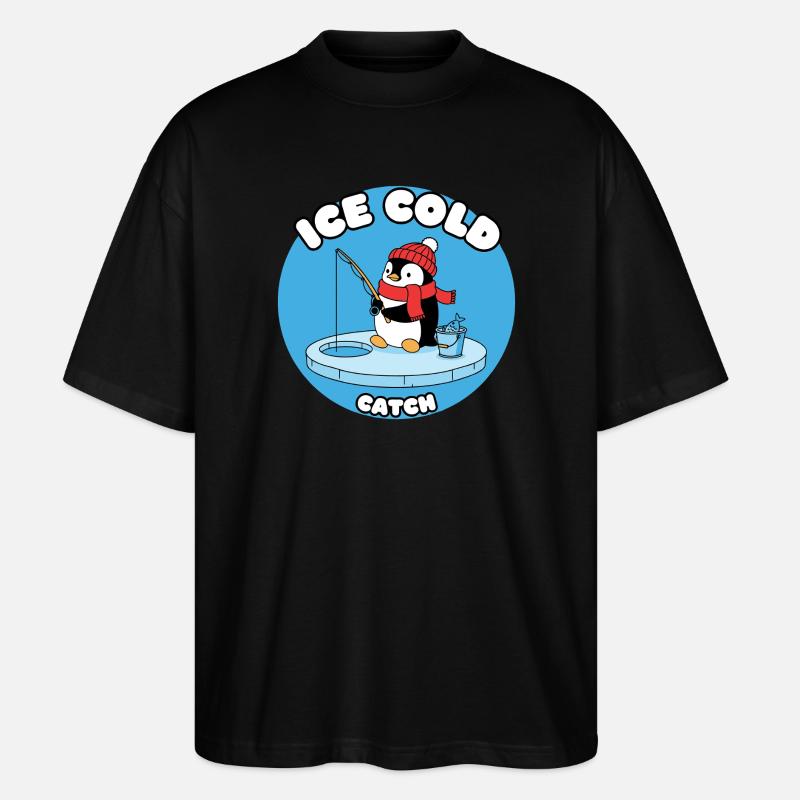 Eisfrost Pinguin fängt Eisfisch - Stanley/Stella Oversized Unisex Bio T-Shirt Blaster 2.0 - Schwarz