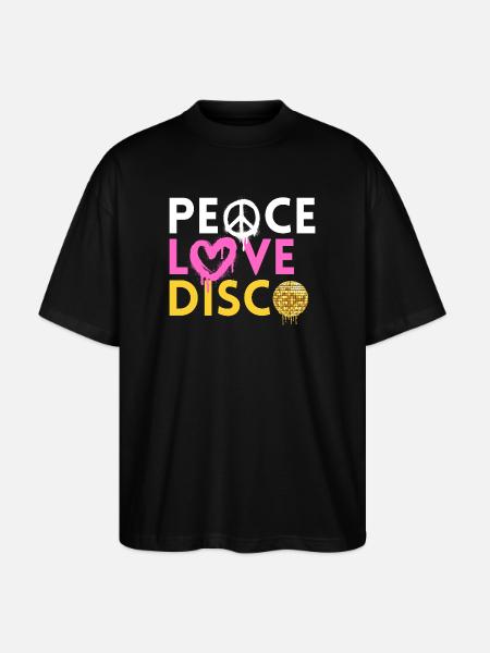 Peace Love Disco Retro Neon Style - Stanley/Stella Oversized Unisex Organic T-shirt Blaster 2.0 - black