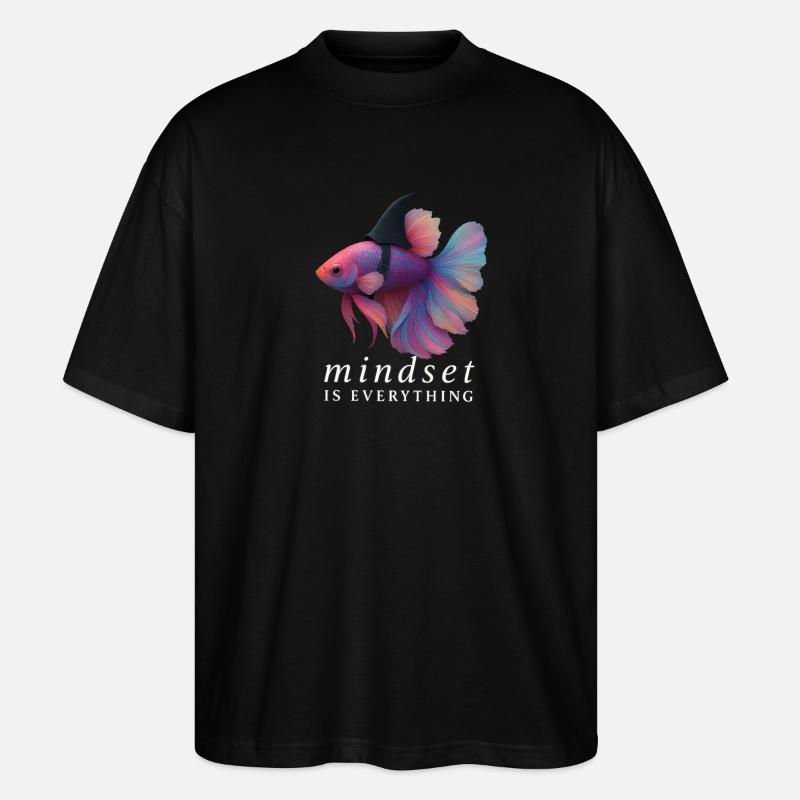 Mindset Fighting Fish Helm, Motivationsspruch - Stanley/Stella Oversized Unisex Bio T-Shirt Blaster 2.0 - Schwarz