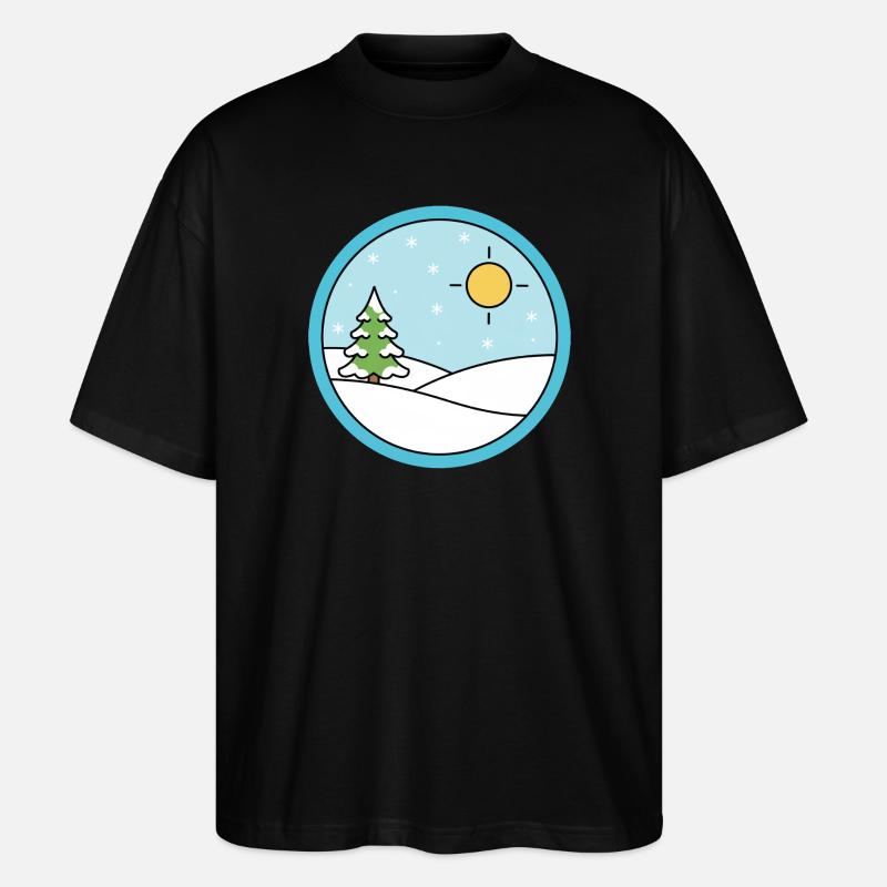 Winterlandschaft mit Schnee und Sonne - Stanley/Stella Oversized Unisex Bio T-Shirt Blaster 2.0 - Schwarz