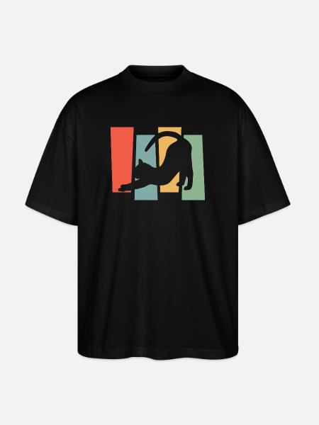 Katzen-Silhouette vor Farbblöcken - Stanley/Stella Oversized Unisex Bio T-Shirt Blaster 2.0 - Schwarz