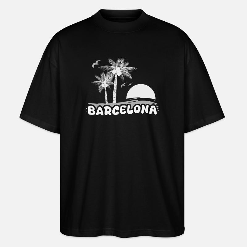Barcelone comme plage - T-shirt bio Blaster 2.0 coupe oversize Stanley/Stella Unisexe - noir
