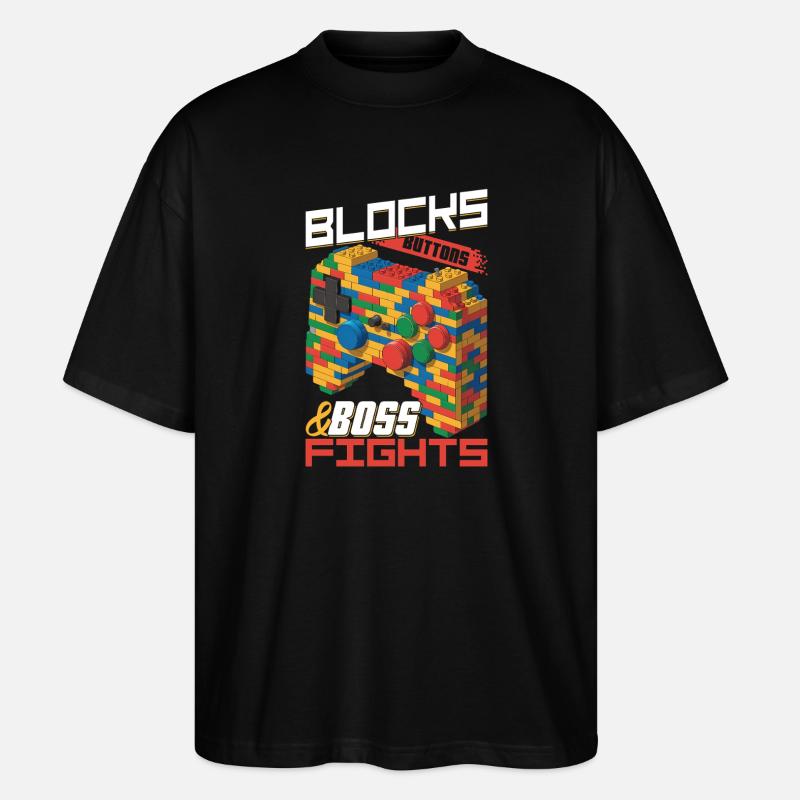 Building Blocks Gamer Gaming Brick Builder - Stanley/Stella Oversized Unisex Bio T-Shirt Blaster 2.0 - Schwarz