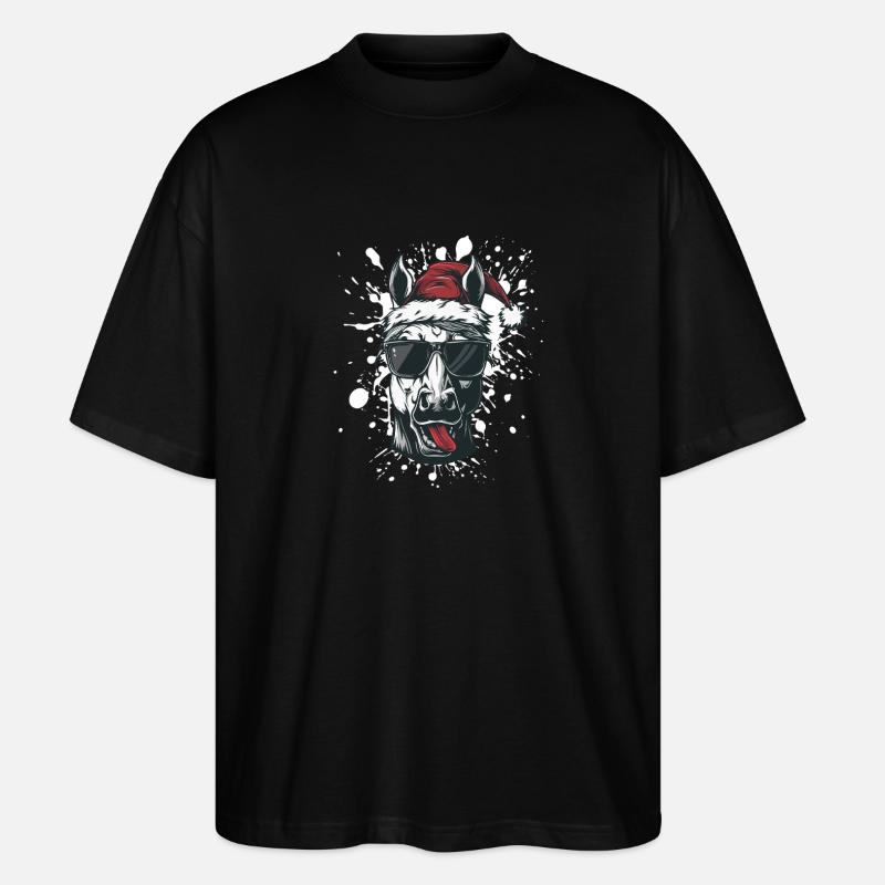 Cheval Noël Drôle - T-shirt bio Blaster 2.0 coupe oversize Stanley/Stella Unisexe - noir