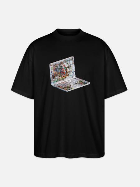 Transparent CAD circuit art on laptops - Stanley/Stella Oversized Unisex Organic T-shirt Blaster 2.0 - black