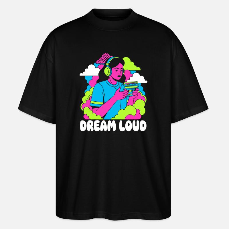 Traum Laut Neon Pop - Stanley/Stella Oversized Unisex Bio T-Shirt Blaster 2.0 - Schwarz