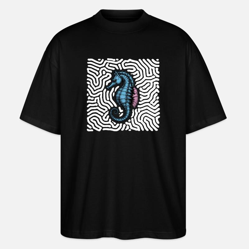 Seepferdchen - Stanley/Stella Oversized Unisex Bio T-Shirt Blaster 2.0 - Schwarz