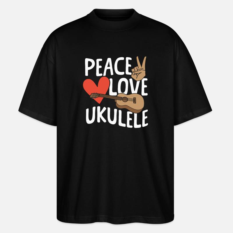 Peace Ukulele Instrument Uke - Stanley/Stella Oversized Unisex Bio T-Shirt Blaster 2.0 - Schwarz