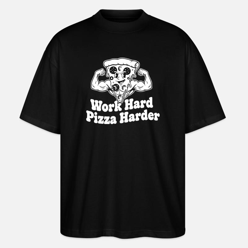 Pizza Kraft Motiv - Stanley/Stella Oversized Unisex Bio T-Shirt Blaster 2.0 - Schwarz
