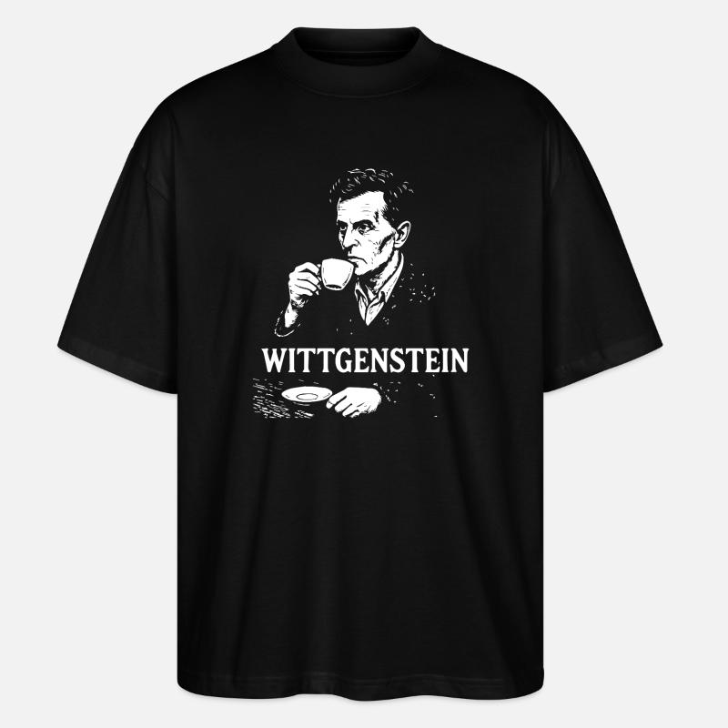 Wittgenstein Philosopher Coffee Portrait - Stanley/Stella Oversized Unisex Organic T-shirt Blaster 2.0 - black