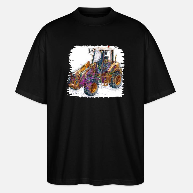 Neon Lines Construction Excavators - Stanley/Stella Oversized Unisex Organic T-shirt Blaster 2.0 - black