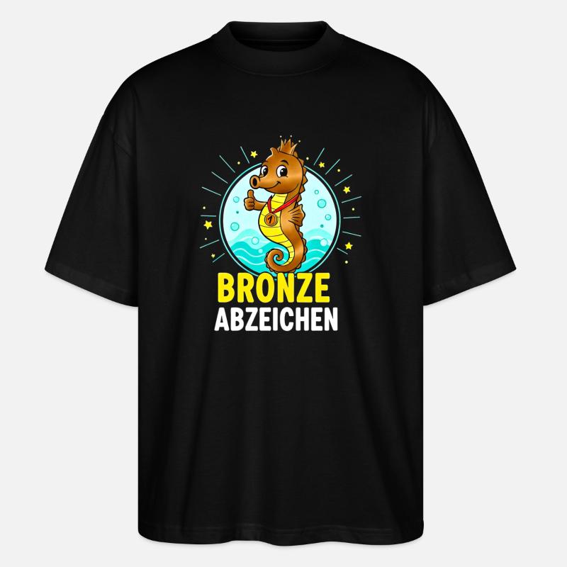 Bronze Abzeichen Schwimmkurs Bestanden  - Stanley/Stella Oversized Unisex Bio T-Shirt Blaster 2.0 - Schwarz