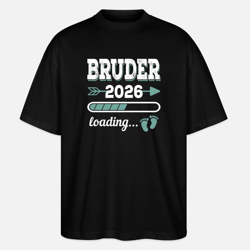 Bruder 2026 Loading Werdende Geschwister Geschenk - Stanley/Stella Oversized Unisex Bio T-Shirt Blaster 2.0 - Schwarz