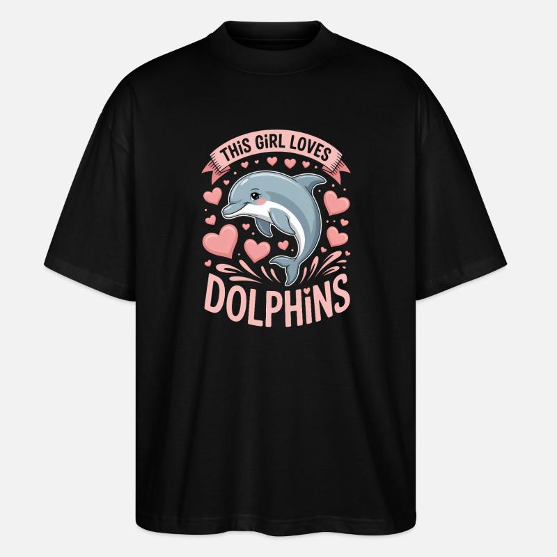 Delfin Spruch Mädchen Lustiges Delfin Geschenk - Stanley/Stella Oversized Unisex Bio T-Shirt Blaster 2.0 - Schwarz