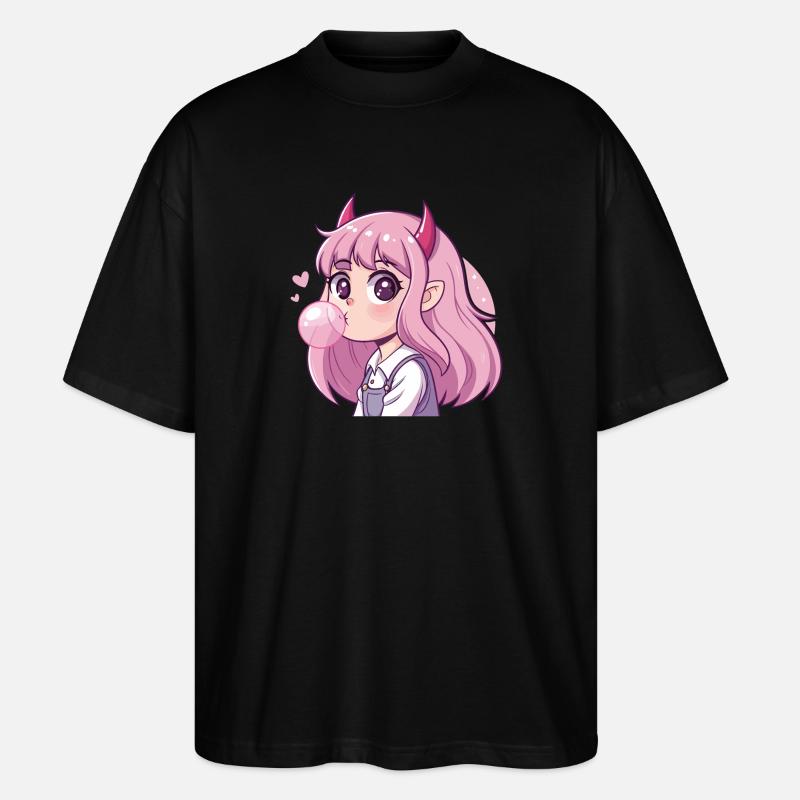 Rosahaariger Dämon Kaugummi - Stanley/Stella Oversized Unisex Bio T-Shirt Blaster 2.0 - Schwarz
