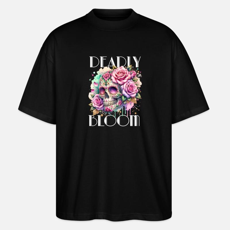 Flowers Skull Beauty Bloom - Stanley/Stella Oversized Unisex Organic T-shirt Blaster 2.0 - black