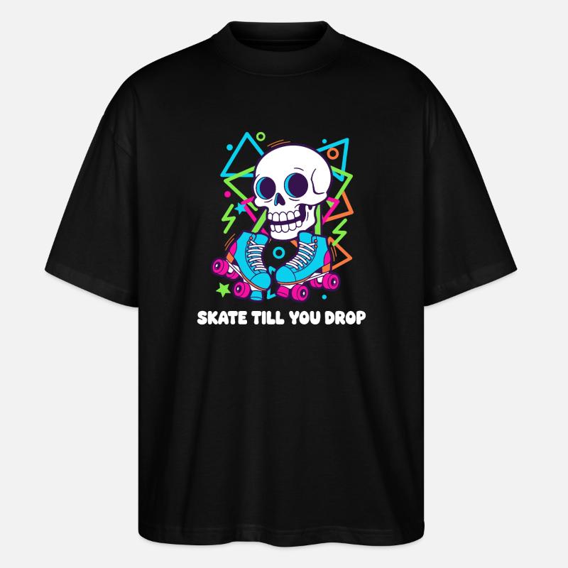 Skeleton Roller Neon Groove - Stanley/Stella Oversized Unisex Organic T-shirt Blaster 2.0 - black
