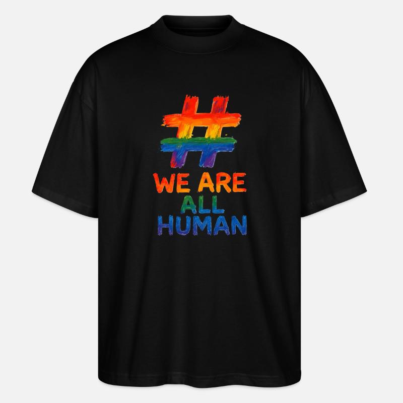 #WeAreAllHuman - Conception d’aquarelle arc-en-ciel - T-shirt bio Blaster 2.0 coupe oversize Stanley/Stella Unisexe - noir
